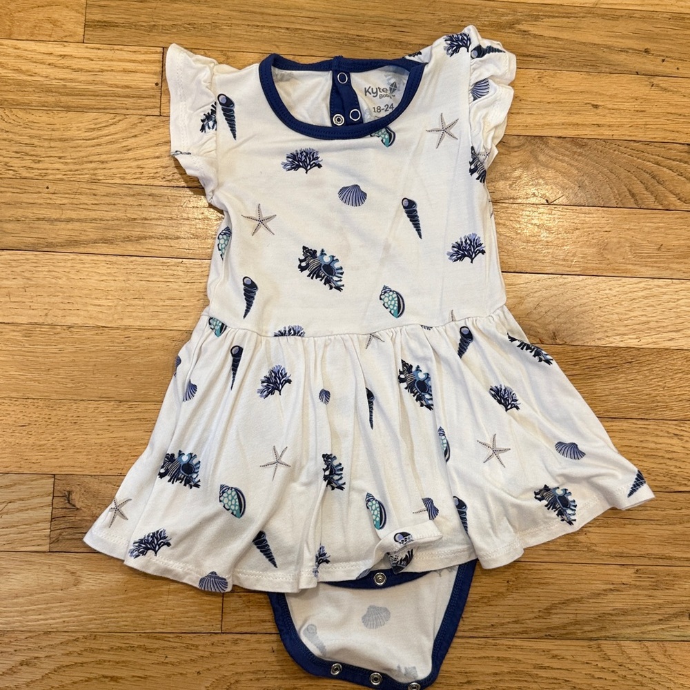 Kyte Baby Twirl Bodysuit Dress in Seashell